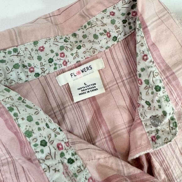 VTG Flowers Shirt Top Womens Large Y2K Western Pearl Snap Button Up Long Sleeve - Picture 4 of 8